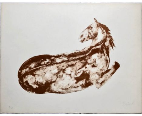 DAME ELISABETH FRINK CH DBE RA (1930-1993) 'Small Reclining Horse', original lithograph, 1972, on Arches paper, signed by the