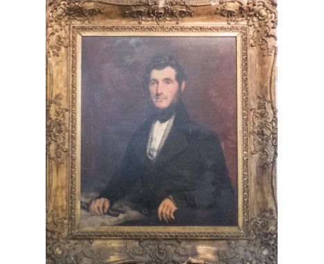 XIX CENTURY BRITISH SCHOOL 'Portrait of a gentleman', oil on canvas, 94cm x 77cm, in gilt ornate frame.