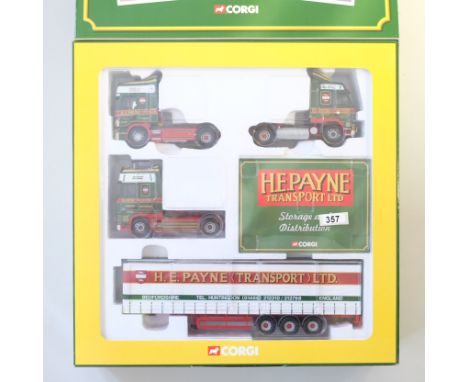 Manufacturer - Corgi | Description - H E Payne Transport Ltd Set of 3 Tractor Units and a Trailer | Stock Code - CC99147 | Mo