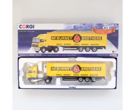 Manufacturer - Corgi | Description - Volvo F12 Fridge Trailer - McBurney Transport | Stock Code - CC15513 | Model Condition -