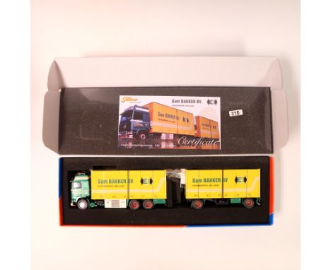 Manufacturer - Tekno | Description - Volvo F12 Globetrotter rigid truck with trailer - Gam Bakker | Stock Code - 68857 | Mode