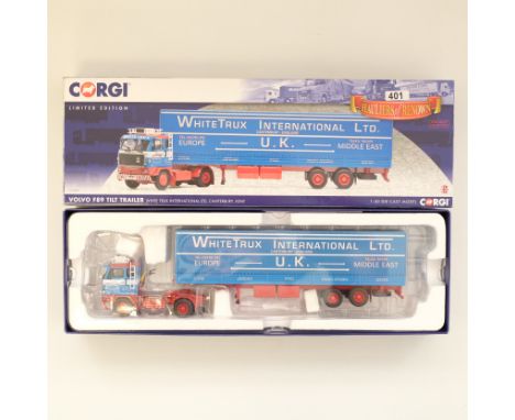 Manufacturer - Corgi | Description - Volvo F89 Tilt Trailer - White Trux International LTD | Stock Code - CC15601 | Model Con