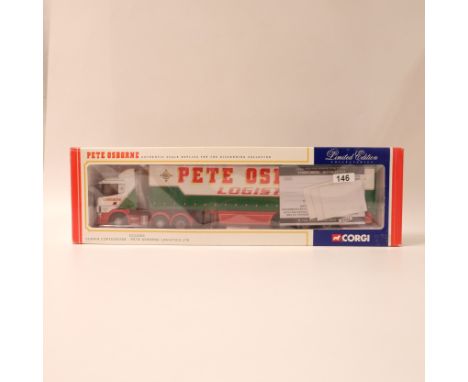 Manufacturer - Corgi | Description - Scania Curtainside - Pete Osborne Logistics Ltd | Stock Code - CC12209 | Model Condition