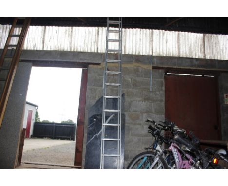 An aluminium extending ladder