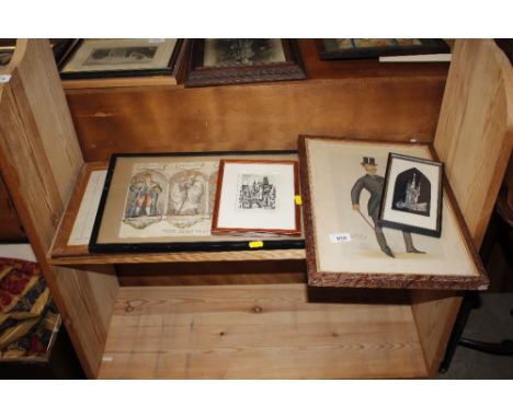A spy print "Scotland and Racing" together with a coloured print, pencil signed engraving