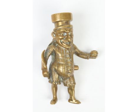 A Victorian brass bar top gas cigar lighter figure formed as Mr Punch, 12cm. Condition Report. To be used as a guide only. Fi