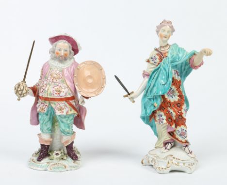 Two 18th century Derby figures. James Quinn as Falstaff and an allegorical figure of Justice ex C. R. Stephens collection. De