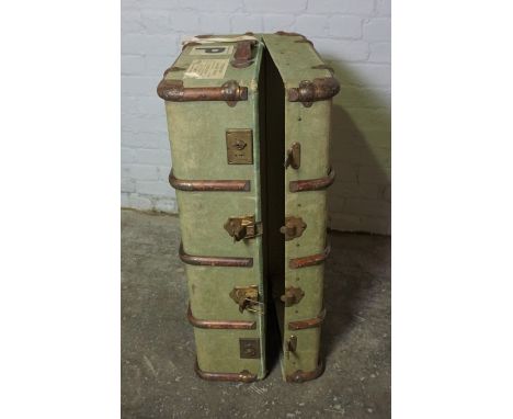 Vintage Canvas Travel Trunk, 35cm high, 92cm wide