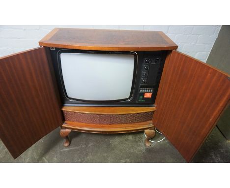 Vintage Dynatron TV, Enclosed in a Fitted Walnut Cabinet, 87cm high, 74cm wide, 60cm deep