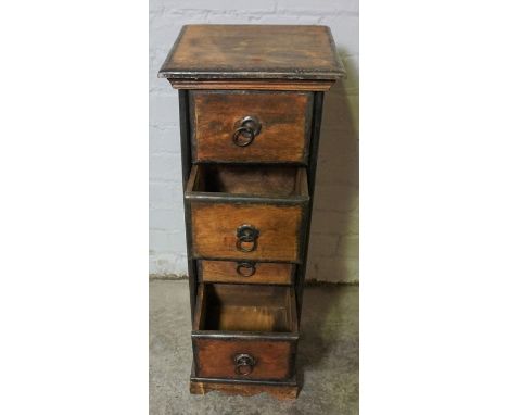 Hardwood Apothecary style Chest of Drawers, 77cm high, 28cm wide, 28cm deep