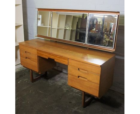 Retro Teak Chest of Drawers by Uniflex, With matching Dressing Table, Dressing Table 126cm high, 153cm wide, 46cm deep, (2)