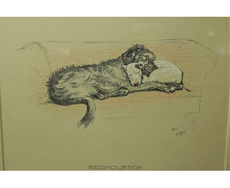 After Cecil Aldin Three Titled Dog Prints, 12cm x 17cm, (3)