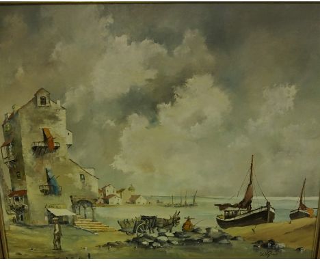 D.Piper "Continental Scene" Oil on Panel, 60cm x 74.5cm