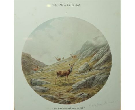 Set of Four Titled Stag Prints, 16cm wide, (4)