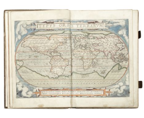 ORTELIUS (ABRAHAM)Theatrum orbis terrarum, 2 parts in 1 vol. (including Synonymia),  fourth Latin edition, engraved architect