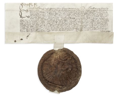 ELIZABETH I – COUNTY OF ESSEXSecond Great Seal of Elizabeth I on a licence of alienation from Thomas Herris [Harris] and his 
