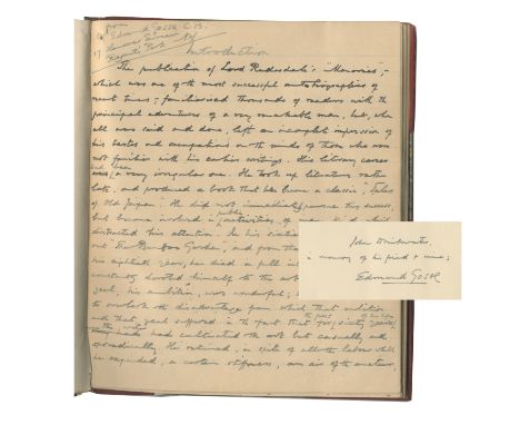 GOSSE (EDMUND)Manuscript of his 'Introduction' to 'Further Memories... by Lord Redesdale',  22 leaves (written on recto only)