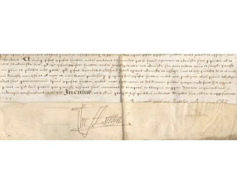 HATTON (SIR CHRISTOPHER)Indenture signed ('Chr. Hatton'), concerning the granting of lands at Meaux Abbey, Yorkshire to Lance