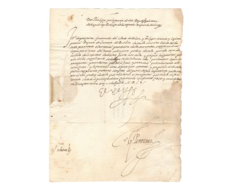 PHILIP II OF SPAINLetter signed ('El Rey') as King of England ('Rey de Ingleterra') to Fernando Alvarez de Toledo, Duke of Al