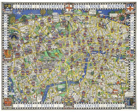 LONDON - 'WONDERGROUND MAP'[GILL (MACDONALD) The Wonderground Map of London],  lithographed pictorial map printed in colours,