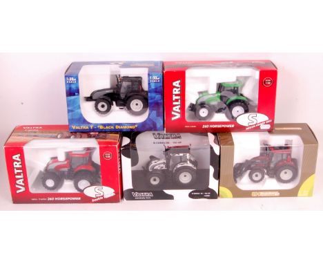 Five boxed 1/32nd scale 'Valtra' diecast tractors, all boxed as issued, examples by Universal Hobbies, Joal and Accurate Diec