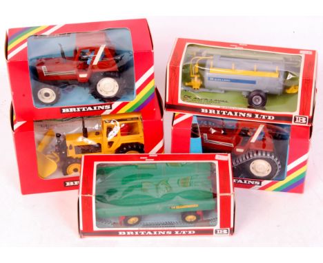 Britains tractor and farming implement diecast group, to include No.9528 Fiat D880 DT tractor (VG-BVG), No.9590 Volvo Tractor