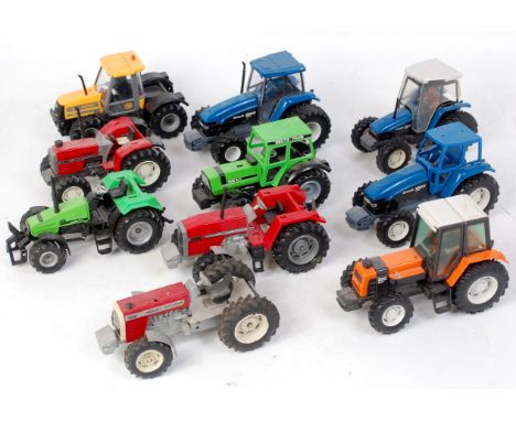 Britains, Siku and other playworn diecast tractor group, mainly 1/32 and 1/35th scale to include; Britains 6635 New Holland, 