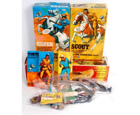 Marx Toys, 'The Lone Ranger' series action figure and accessory group to include; No.7401 boxed Tonto figure (VG,BG), No.7400