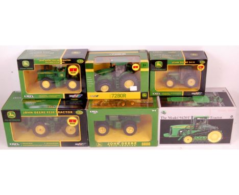 Britains and ERTL, 1/32nd scale John Deere tractor group to include; 7280R, Model 9420T track type tractor, JD 7020 4WD tract