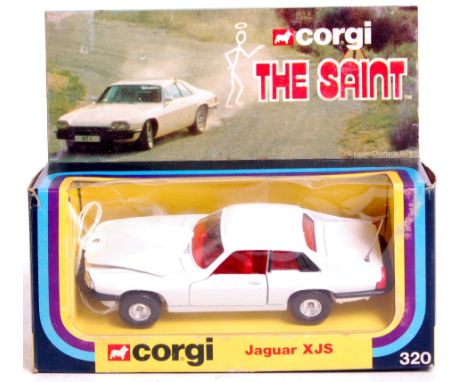 Corgi Toys, 320 The Saints Jaguar XJS, white body with red interior, dished Whizzwheels with bonnet label, in the original bl