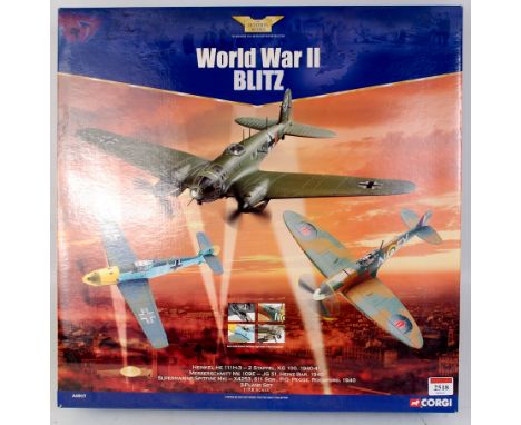 Corgi Aviation Archive, AA99127, 1/72nd scale three aeroplane set comprising; Heinkel HE-111H3, Messerschmitt ME 109E and Sup
