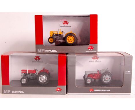 Universal Hobbies, 1/32nd scale Massey Ferguson tractor group to include; No.2805 MF 35X tractor in industrial yellow, No.278