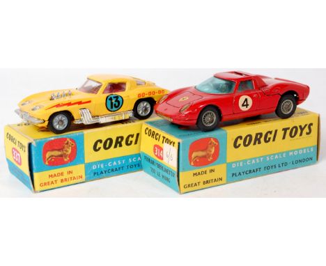 Corgi, boxed diecast group to include 314, Ferrari Berlinetta 250 Le Mans, red body with racing number 4, wire wheels, in the