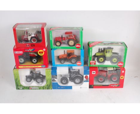 1/32nd scale diecast tractor group by Britains, Siku, Hurlimann and Replicagri, 8 boxed as issued examples to include Britain