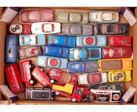 30 assorted playworn Corgi Toys, some examples repainted to include BMC competition mini, Bedford KLG plugs 10 CWT van, Tour 