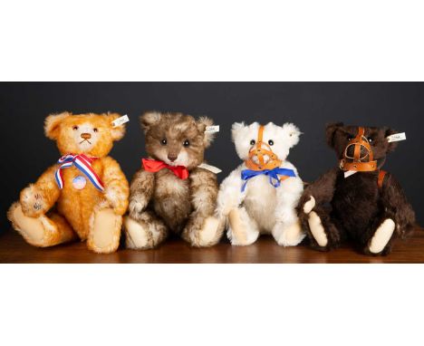 A group of four Steiff replica teddy bears in original boxes, consisting of 'Alice' celebrating 100 years of Steiff; a muzzle