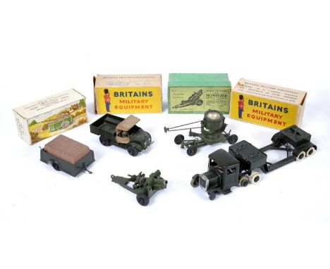 A boxed Britains searchlight on mobile chassis, number 1718 together with a Britains military lorry in original box with Brit
