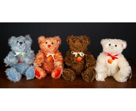 A group of four Steiff teddy bears representing the four elements, earth, fire, air and water, each approximately 28cm highCo