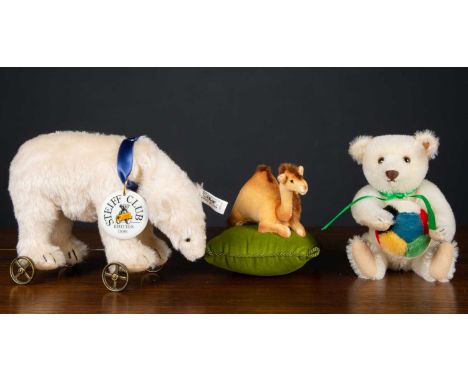 A Steiff Club Edition 1999/2000 polar bear on wheels 1910, 24cm long snout to tail with original packaging together with a St