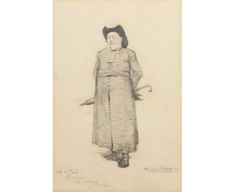William Teulen Blandford Fletcher (1858-1936)
Full length portrait of a gentleman with umbrella, signed and inscribed 'M. le 