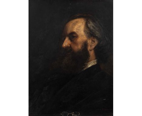 William Blake Richmond (1842-1921)
Shoulder length portrait of a gentleman wearing a black jacket, signed, oil on panel, 60 x