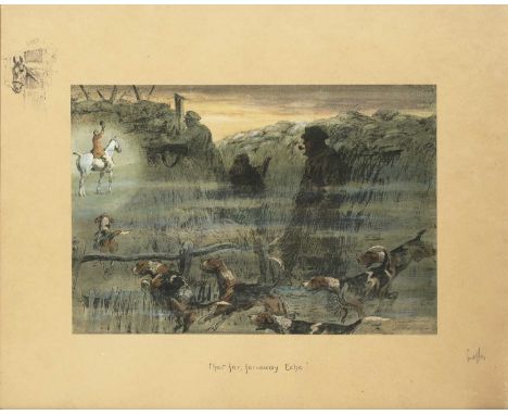 After Charles Johnson Payne (Snaffles)
'That Far Far-Away Echo'', lithograph with hand-colouring and horse's head vignette to