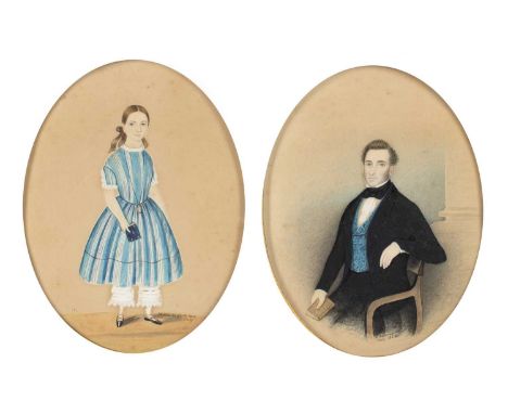W * Murray (19th century)
Portrait miniature of a gentleman seated in a chair holding a book, signed and dated 'July 1850', w