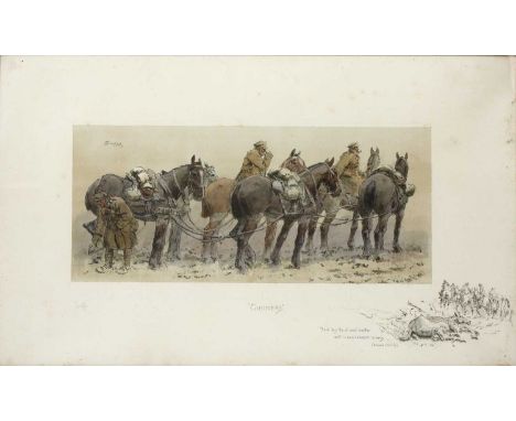 After Charles Johnson Payne (Snaffles)
'Gunners', lithograph, hand-coloured with printed vignette to the corner, pencil signe