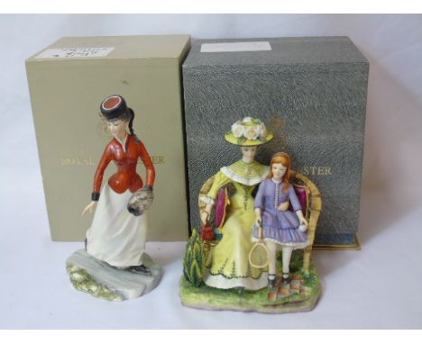 2 Boxed figures in period dress by Royal Worcester with boxes