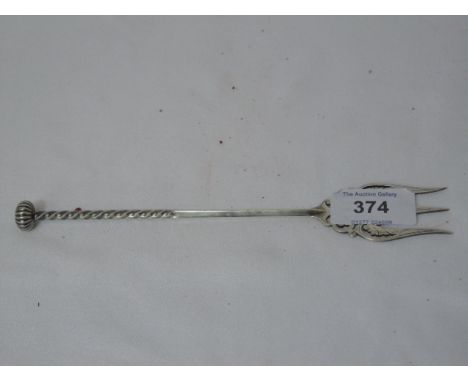HM Silver 3 prong pickle fork with twisted handle