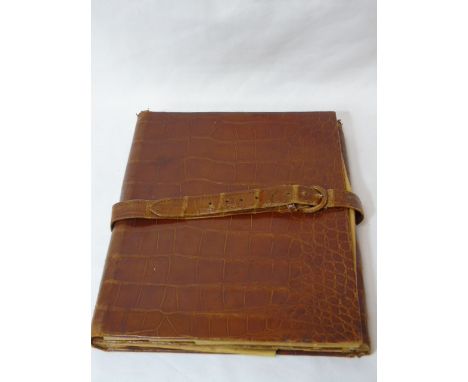 Vintage leather writing folder in styliazed crocodile skin