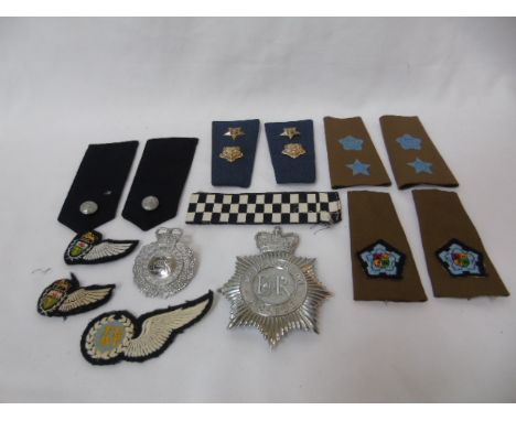 Police epaulettes, badges, buttons etc