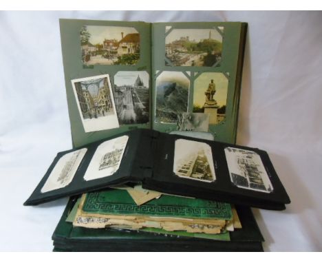 Vintage photograph album and contents, antique postcard album and contents, Victorian scrap album and qty ephemera