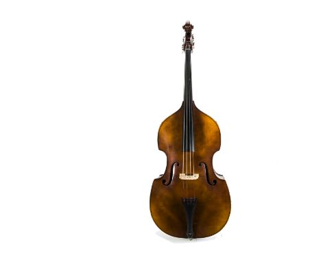 Double Bass, half size Double Bass, probably Eastern European, in playing order - Good condition with some minor scuffs